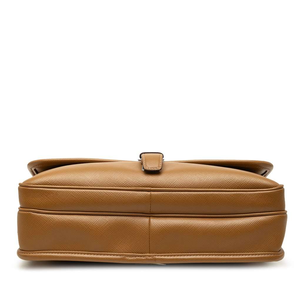 Prada Saffiano Buckle Messenger Bag Brown Leather Very good - Inside View