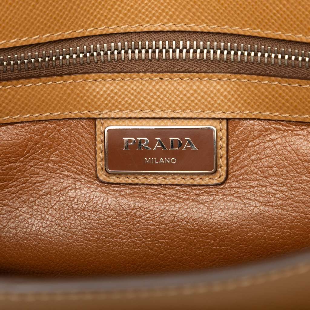 Prada Saffiano Buckle Messenger Bag Brown Leather Very good - Box View