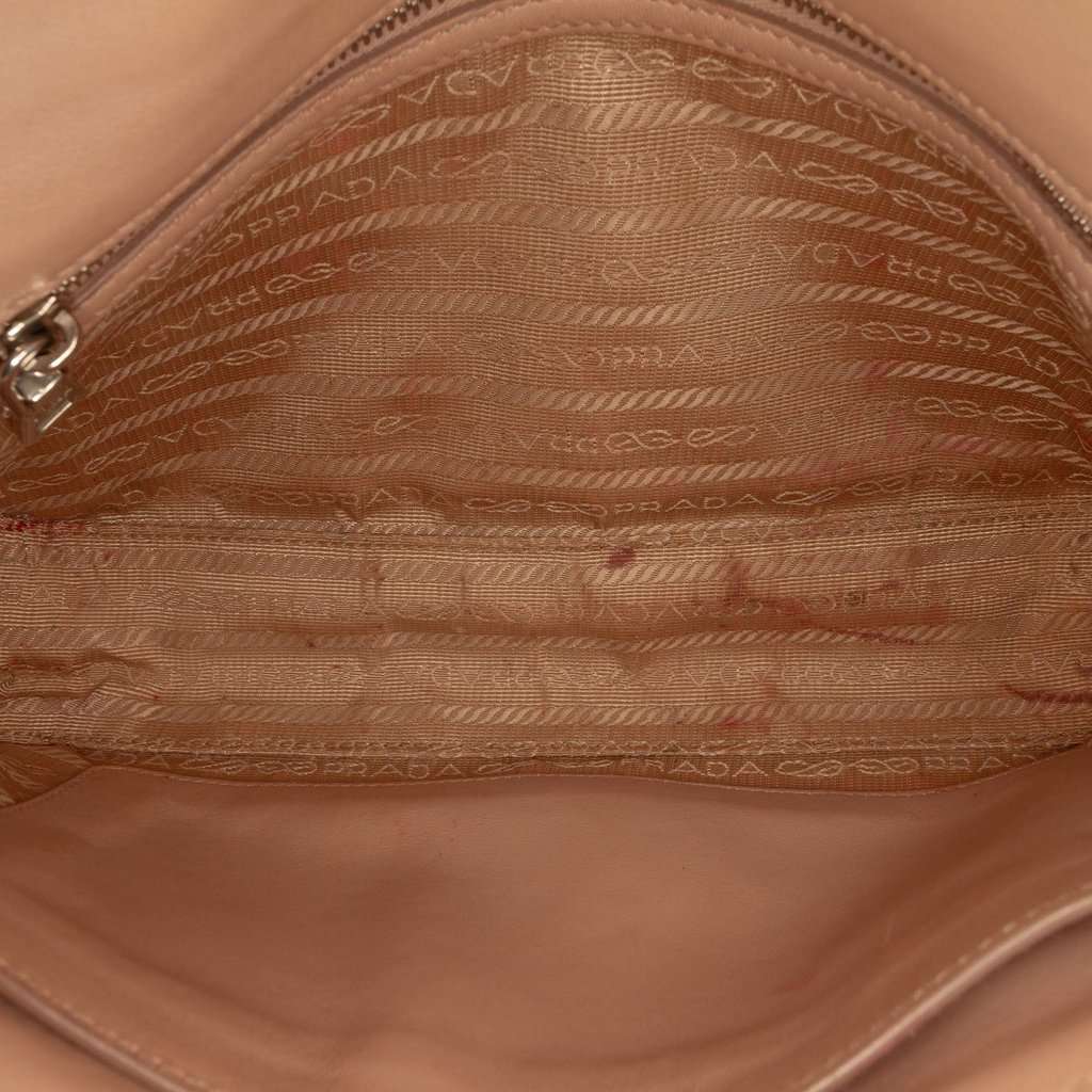 Prada Medium Soft Calf Impunture Diagramme Bag Beige Leather Good - Model View