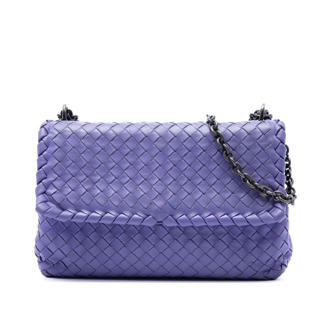 Bottega Veneta Small Nappa Intrecciato Olimpia Crossbody Purple Leather Very good condition - Front View