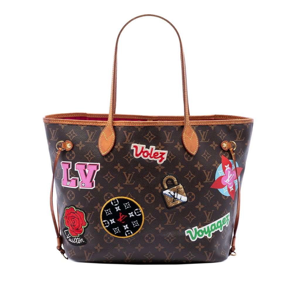 Louis Vuitton Monogram Patches Neverfull MM Brown Very good - Front View