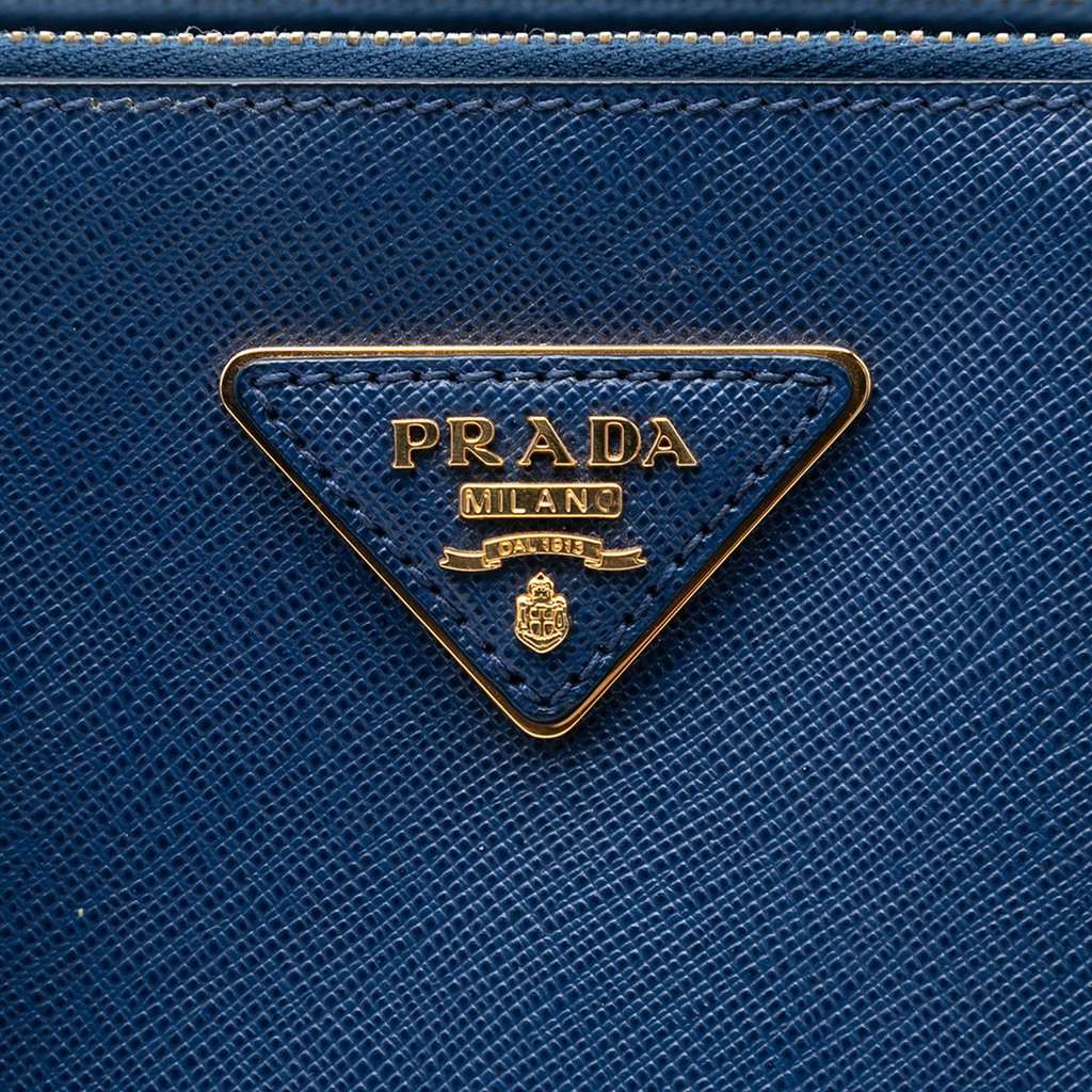 Prada Large Saffiano Lux Galleria Double Zip Tote Blue Leather Very good condition - Box View