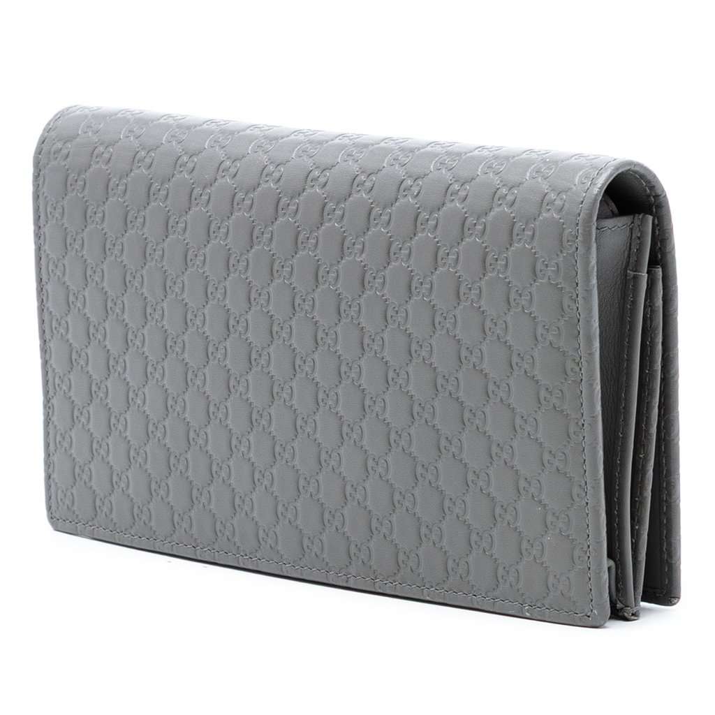 Gucci Microguccissima Wallet on Strap Grey Leather Very good condition - Back View