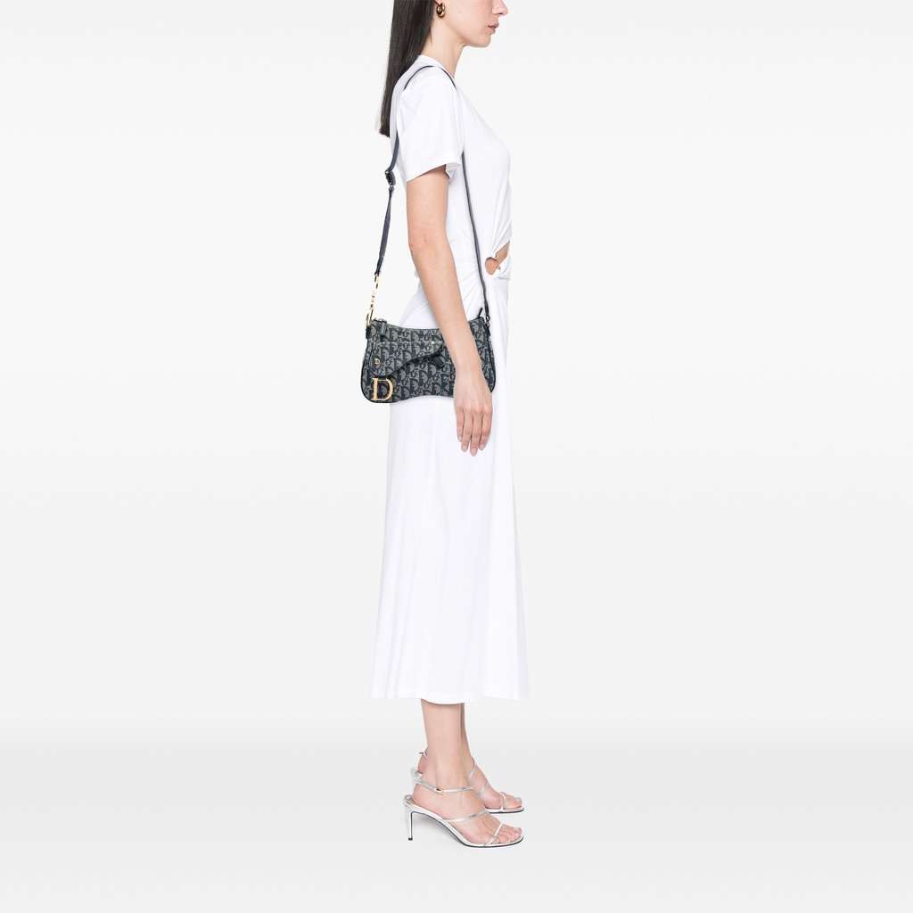 Dior Diorissimo Trotter Canvas Double Saddle Crossbody Blue Very good condition - Box View