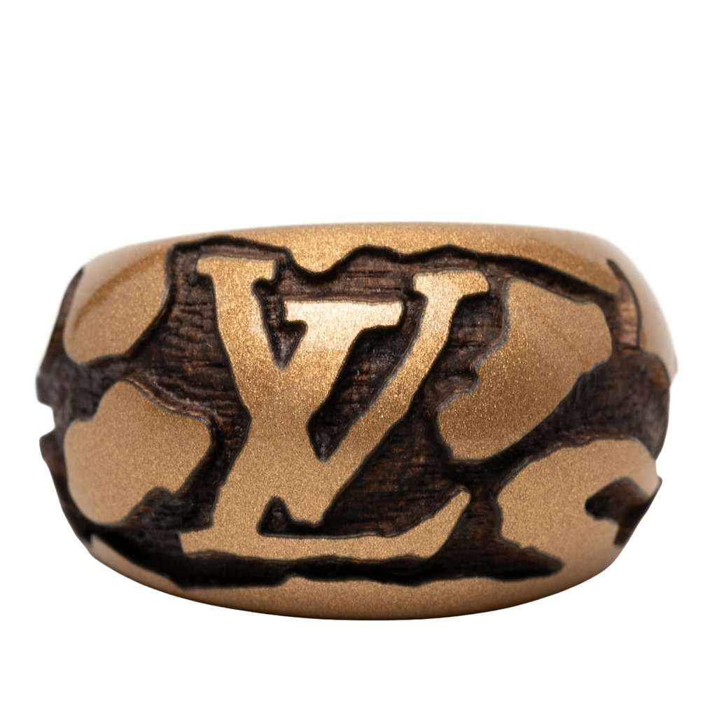 Louis Vuitton Lacquered Wood Leomonogram Ring S Gold Very good - Front View