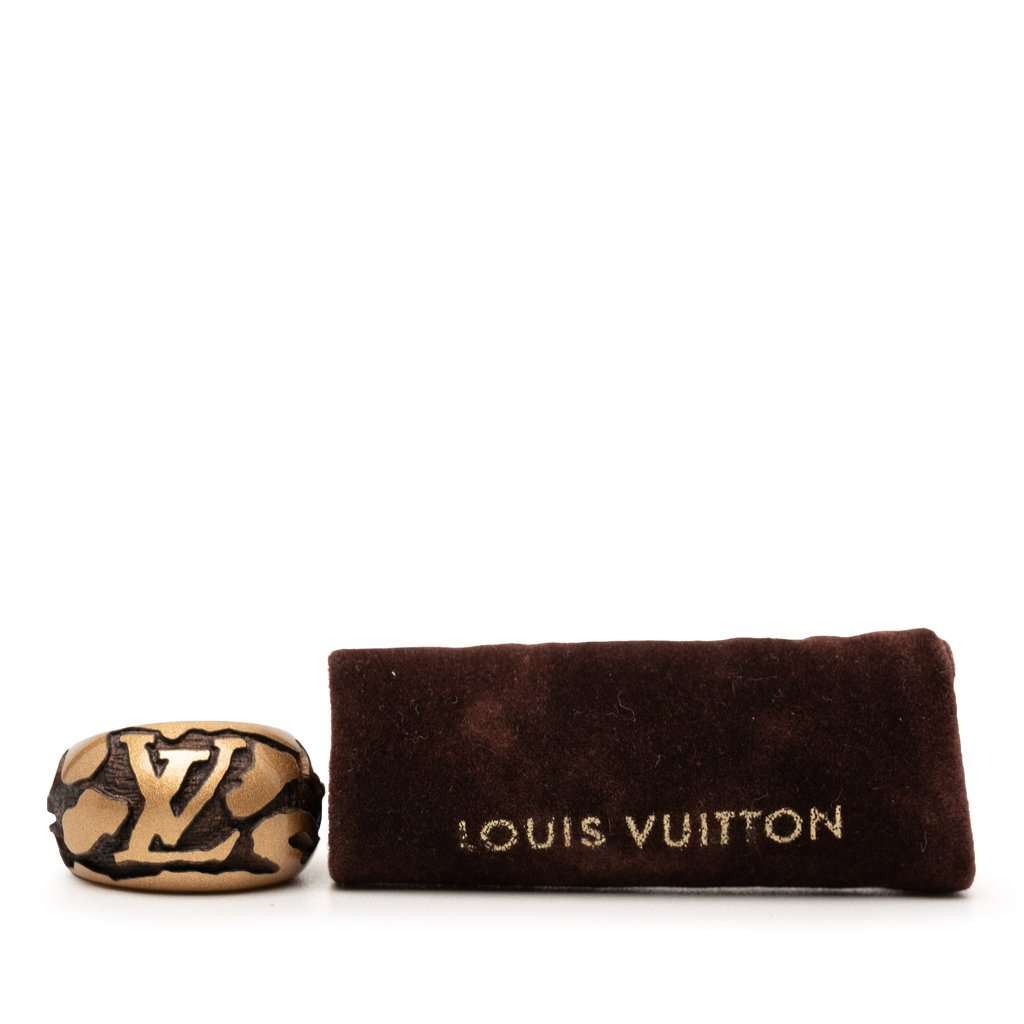 Louis Vuitton Lacquered Wood Leomonogram Ring S Gold Very good - Box View