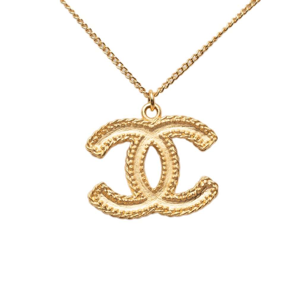 Chanel CC Gold Plated Pendant Necklace Gold Metal Very good condition - Back View