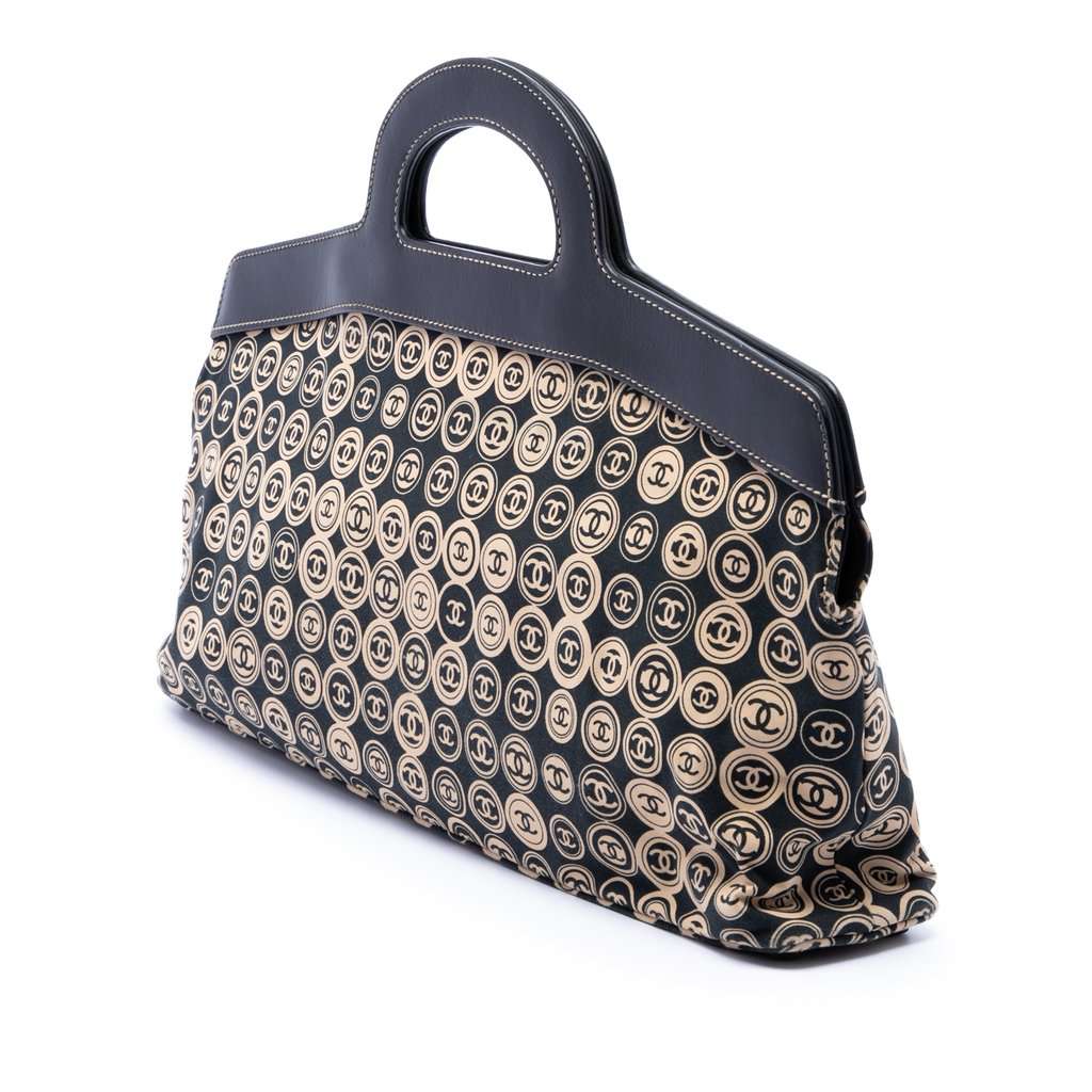 Chanel Jersey Printed Frame Handbag Black Very good condition - Back View