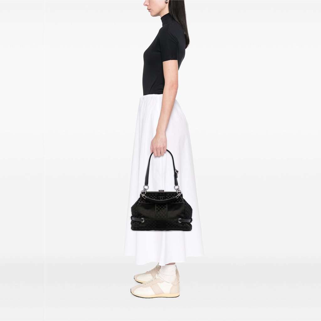 Chanel CC Check Embossed Velvet Belted Side Frame Bag Black Very good condition - Box View
