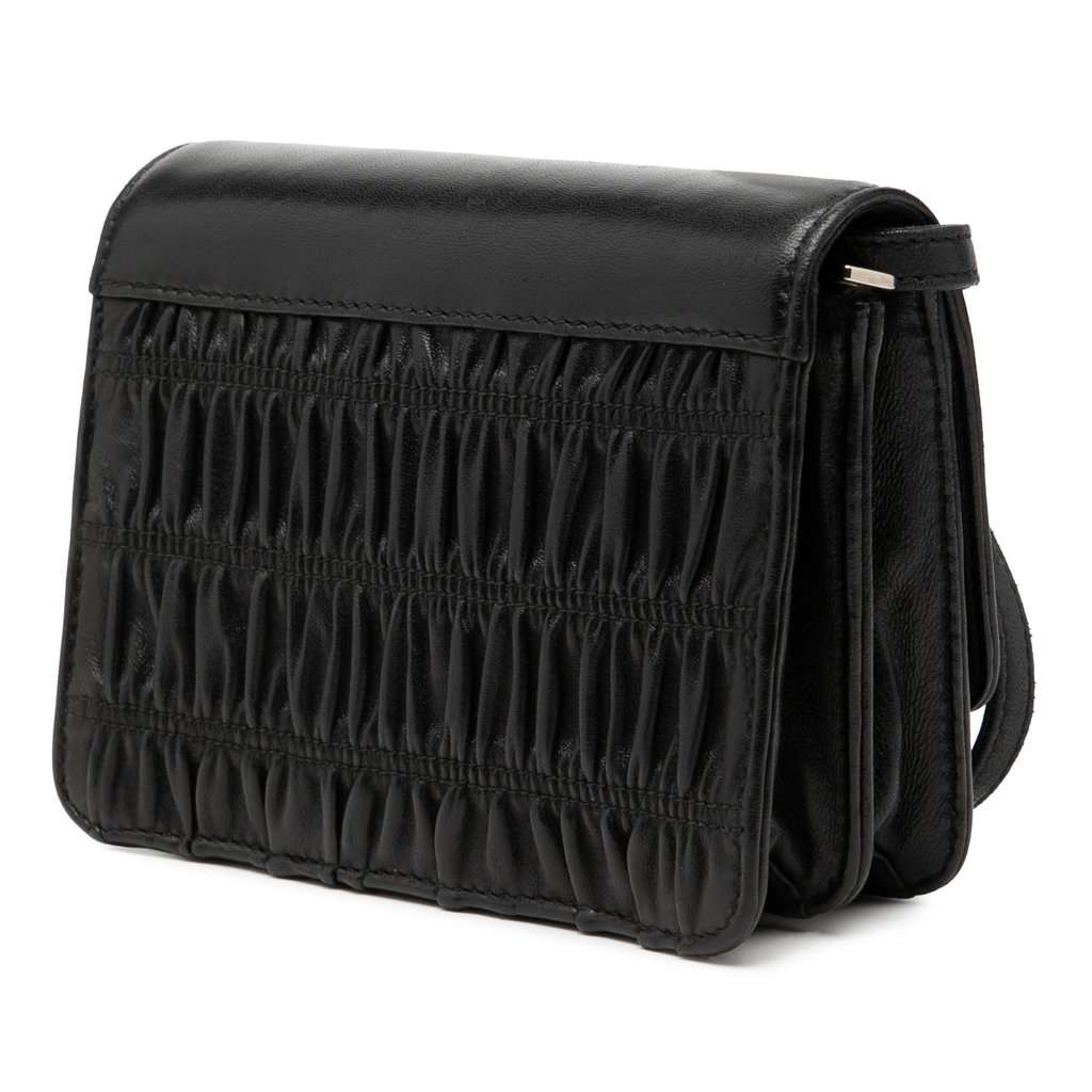 Prada Nappa Gaufre and Brushed Leather Crossbody Black Leather Very good condition - Back View