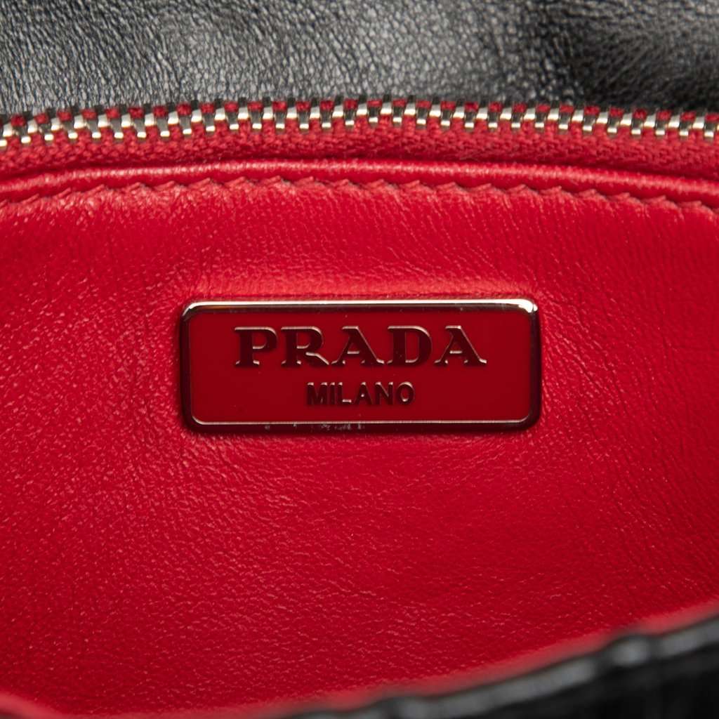 Prada Nappa Gaufre and Brushed Leather Crossbody Black Leather Very good condition - Box View
