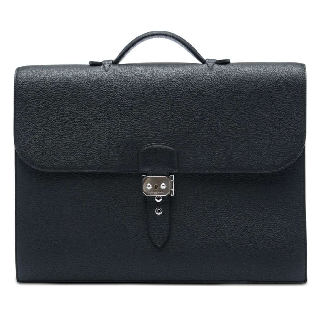 Hermès Togo Sac A Depeches 38 Black Leather Very good - Front View
