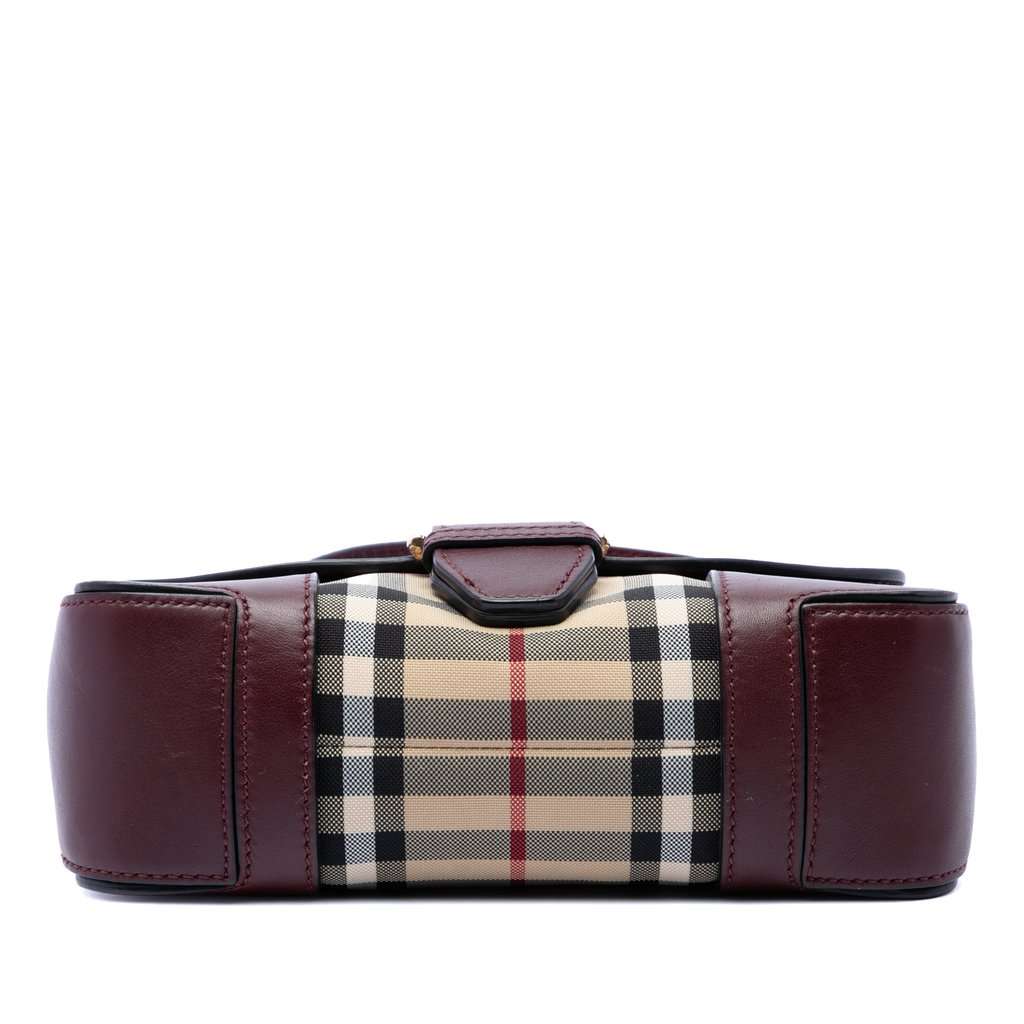 Burberry Small Haymarket Check Nylon and Leather Dickens Crossbody Red Leather Very good - Inside View