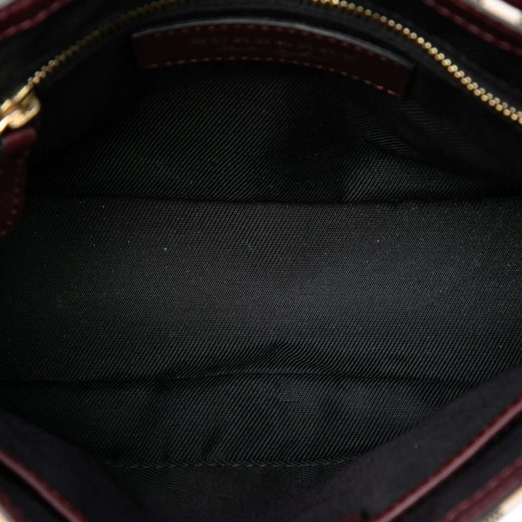 Burberry Small Haymarket Check Nylon and Leather Dickens Crossbody Red Leather Very good - Model View