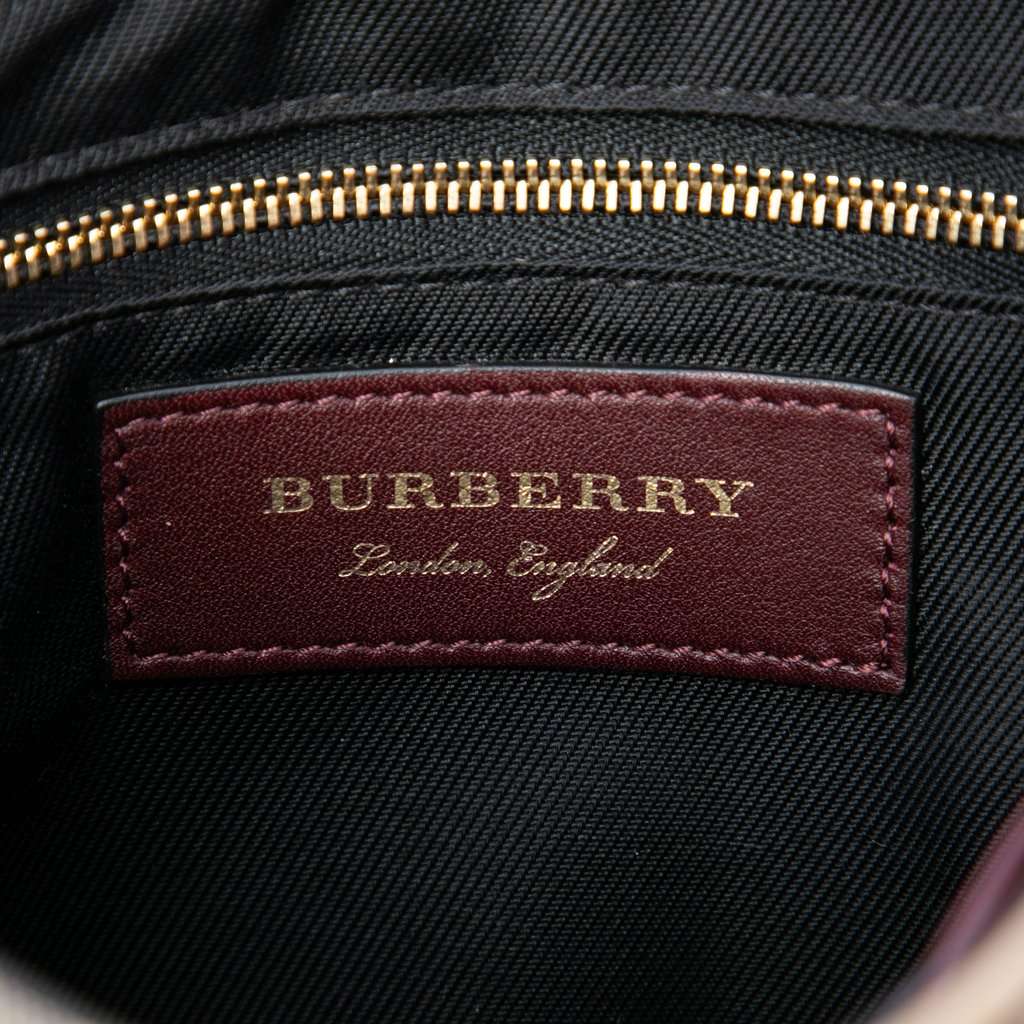 Burberry Small Haymarket Check Nylon and Leather Dickens Crossbody Red Leather Very good - Box View