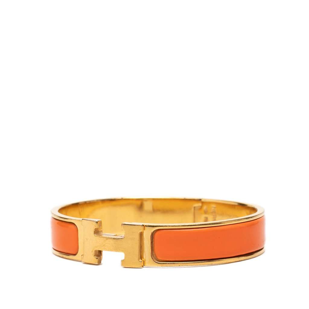 Hermès Narrow Enamel Clic H Bracelet PM Orange Very good condition - Back View