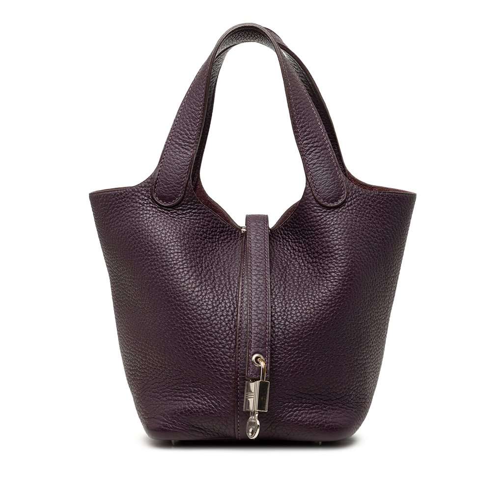 Hermès Clemence Picotin Lock 18 Purple Leather Very good - Front View