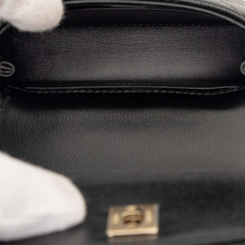 Chanel Nano Quilted Caviar Coco Top Handle Bag Black Leather Very good condition - Model View