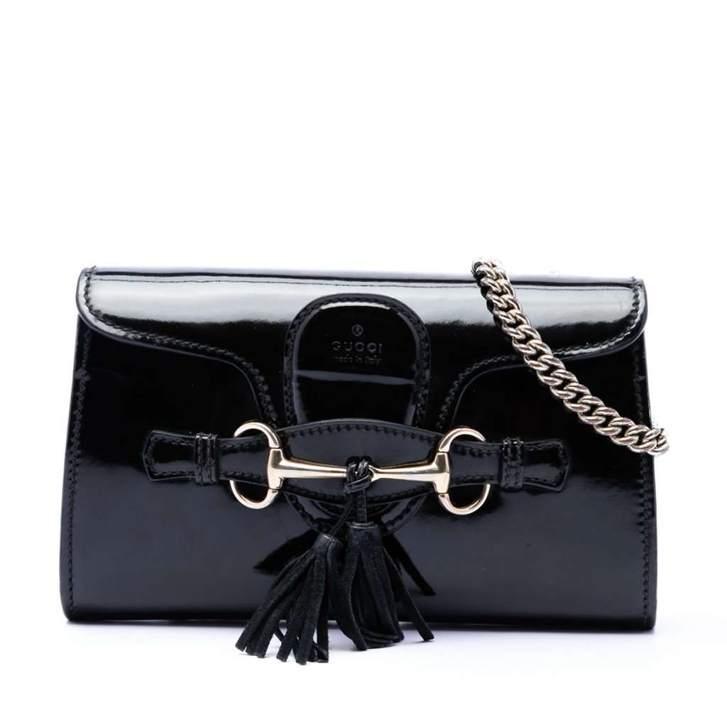 Gucci Mini Patent Emily Crossbody Black Leather Very good - Front View