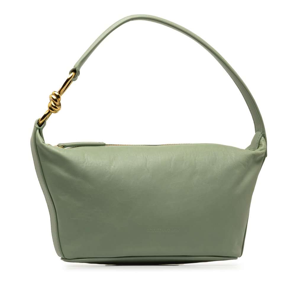 Bottega Veneta Small Knot Shoulder Bag Green Leather Very good condition - Back View