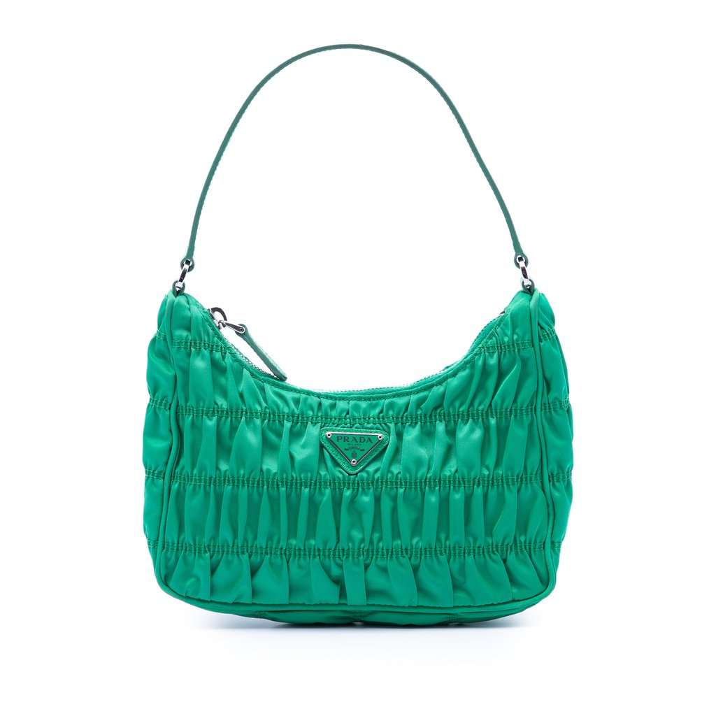 Prada Tessuto Gaufre Re Edition Shoulder Bag Green Very good condition - Front View