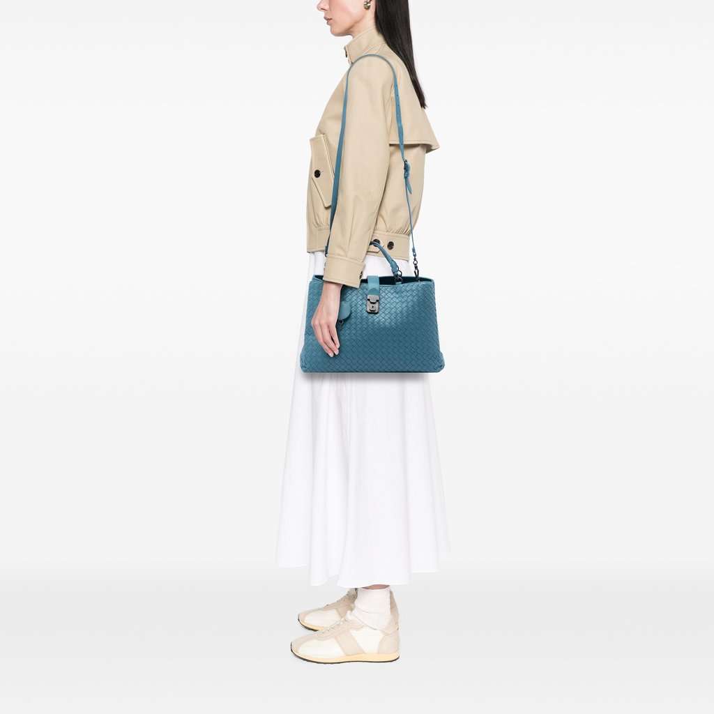 Bottega Veneta Medium Nappa Intrecciato Roma Tote Blue Leather Very good condition - Box View