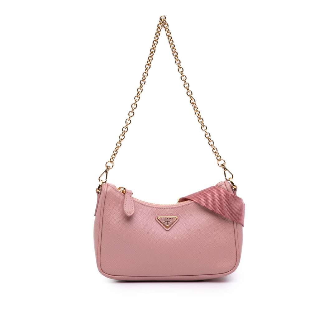Prada Saffiano Lux Re Edition 2005 Satchel Pink Leather Very good condition - Front View
