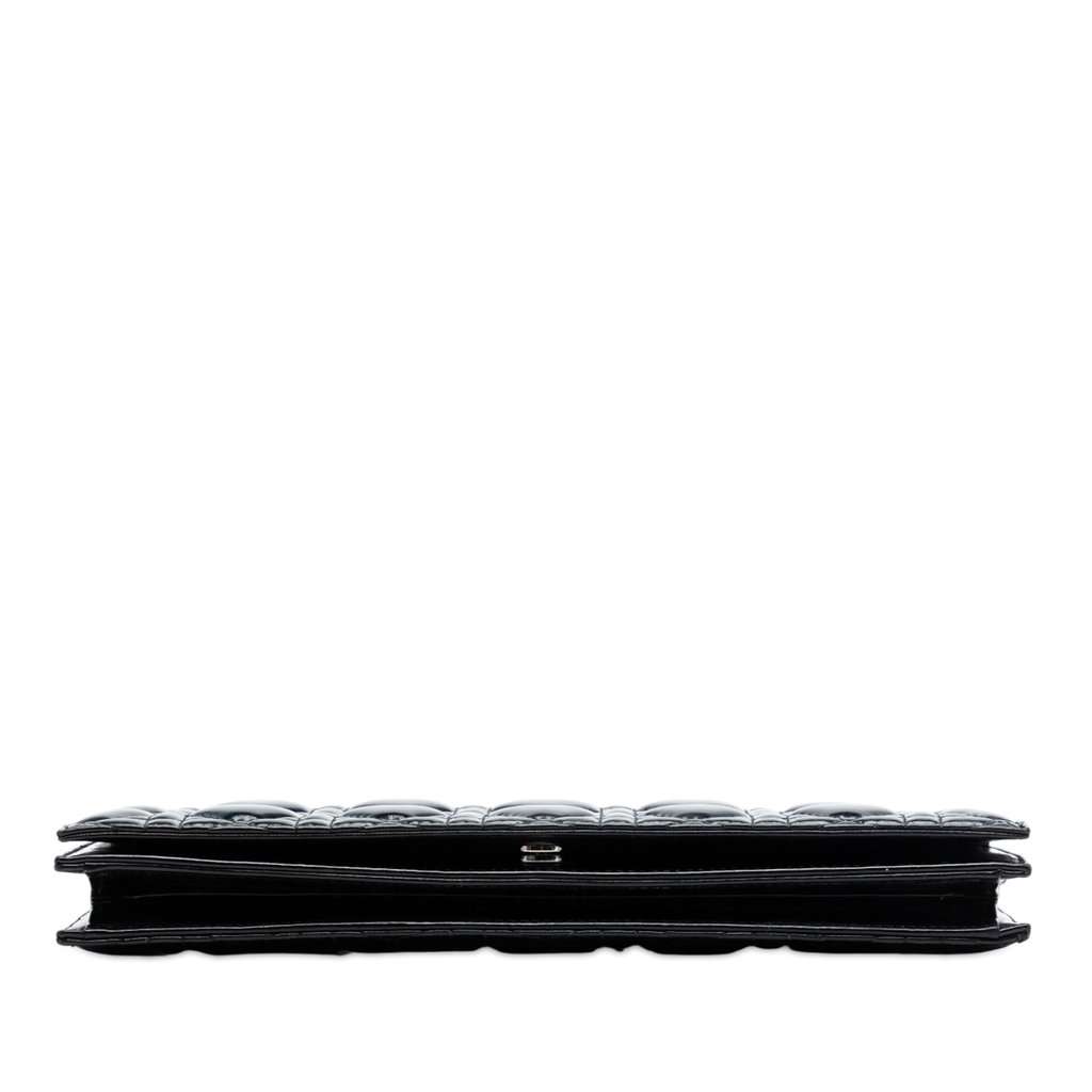 Dior Patent Cannage Lady Dior Clutch with Chain Black Leather Very good - Inside View