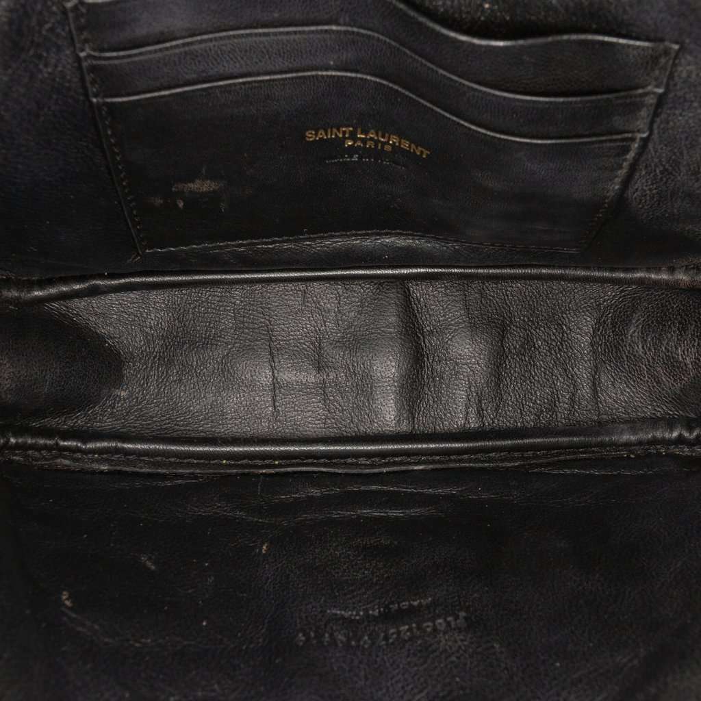 Saint Laurent Mini Grain de Poudre Monogram Lou Camera Bag Black Leather Very good condition - Model View