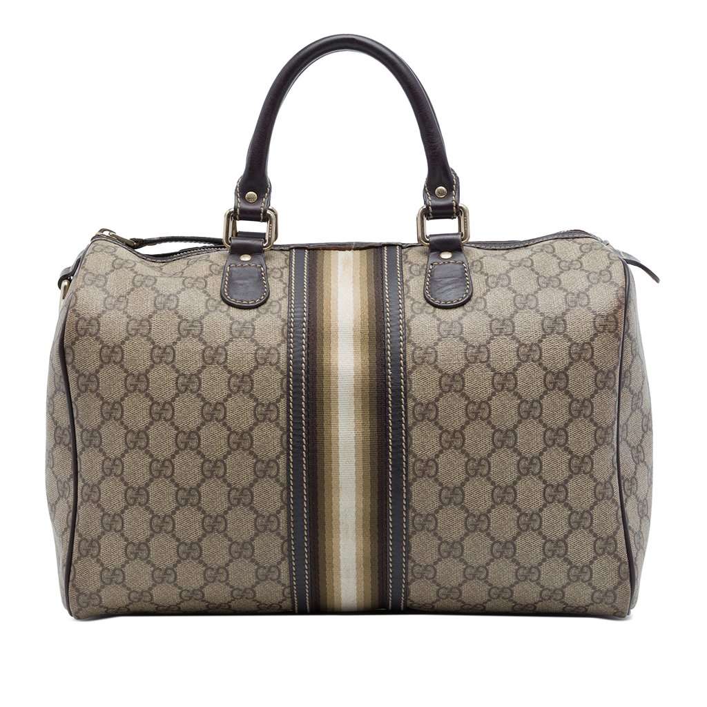 Gucci Medium GG Supreme Joy Web Boston Bag Beige Very good - Front View