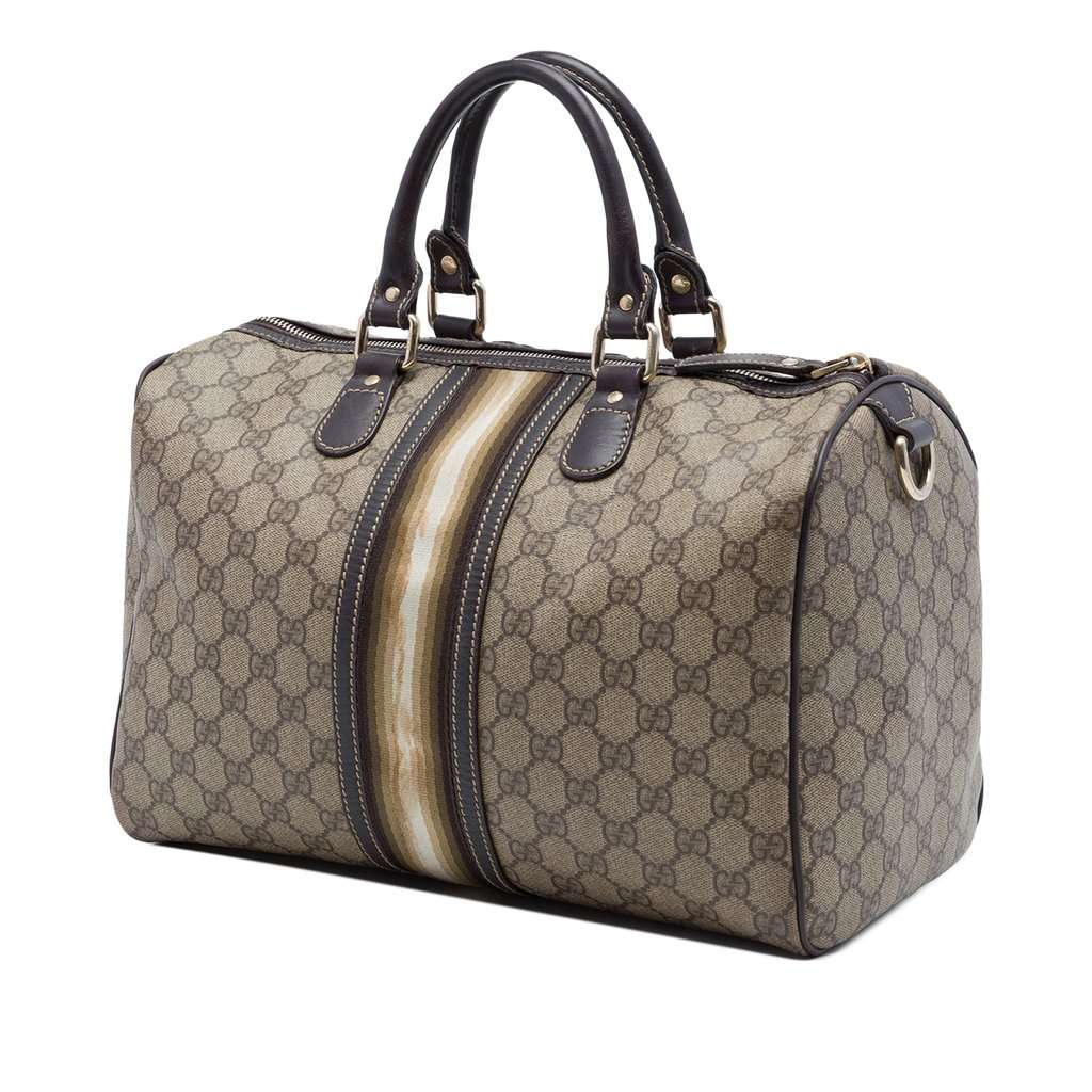 Gucci Medium GG Supreme Joy Web Boston Bag Beige Very good - Back View