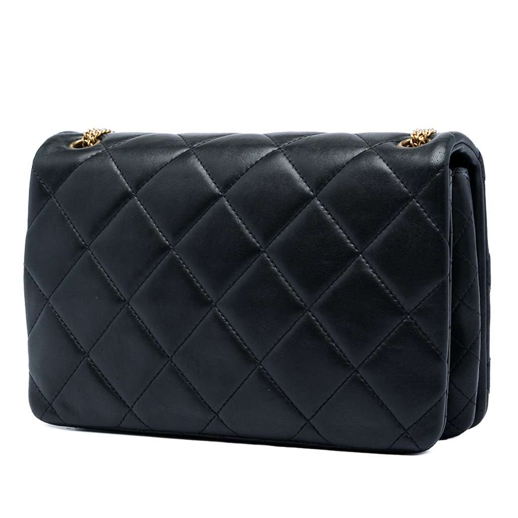 Chanel Small Quilted Lambskin On And On Chain Flap Black Leather Very good condition - Back View