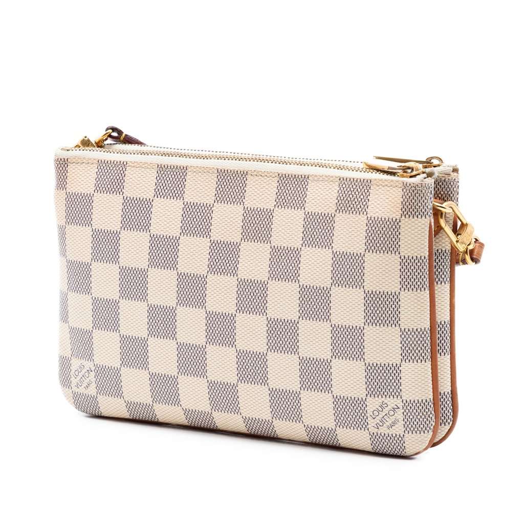 Louis Vuitton Damier Azur Double Zip Pochette White Very good condition - Back View