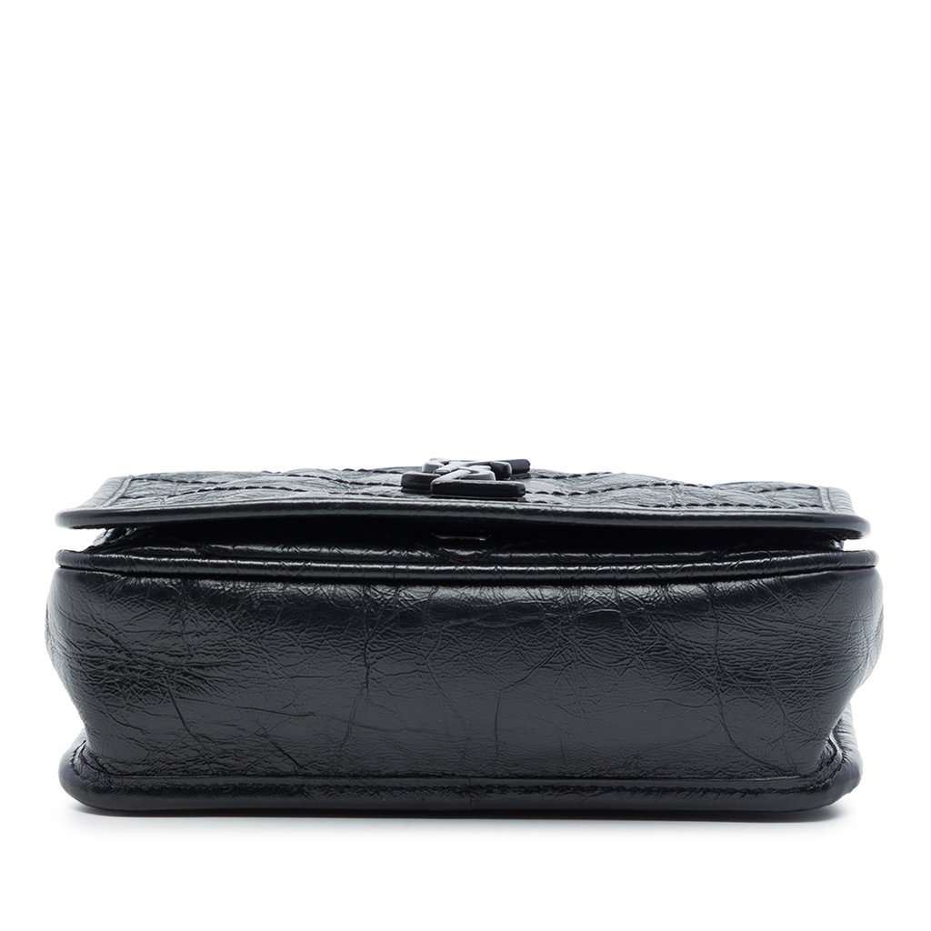 Saint Laurent Crinkled Calfskin Niki Wallet on Chain Black Leather Very good - Inside View