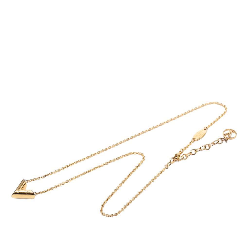 Louis Vuitton Gold Plated Essential V Supple Necklace Gold Metal Very good condition - Front View