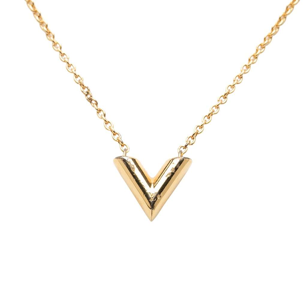 Louis Vuitton Gold Plated Essential V Supple Necklace Gold Metal Very good condition - Back View