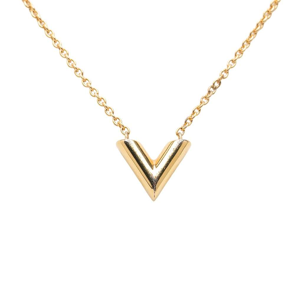 Louis Vuitton Gold Plated Essential V Supple Necklace Gold Metal Very good condition - Inside View