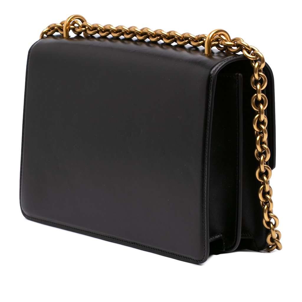 Valentino Small Shiny Calfskin VLogo Vain Crossbody Black Leather Very good - Back View