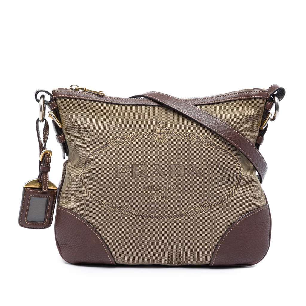 Prada Canvas Canapa Logo Crossbody Beige Very good condition - Front View