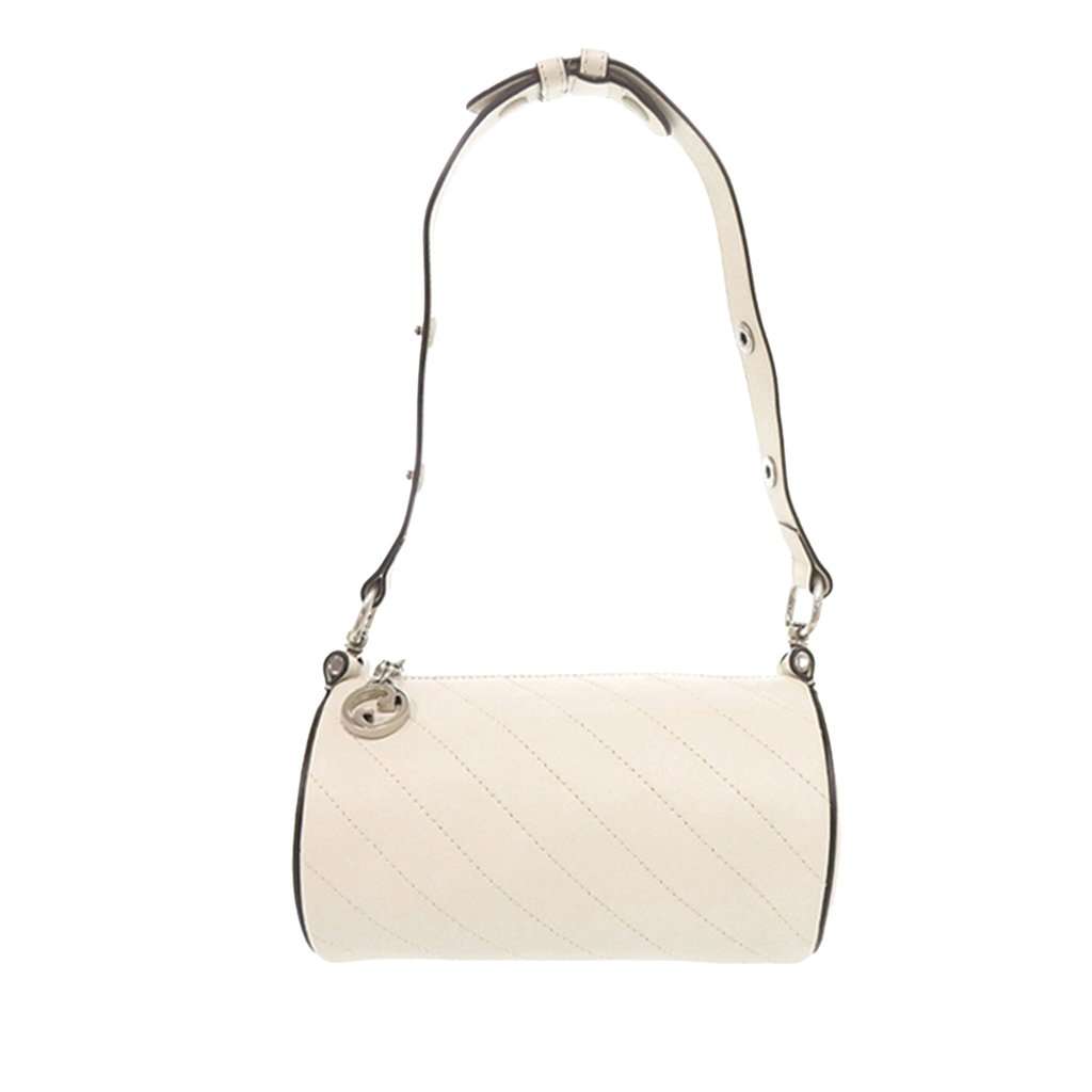 Gucci Mini Leather Blondie Barrel Shoulder Bag White Leather Very good condition - Front View