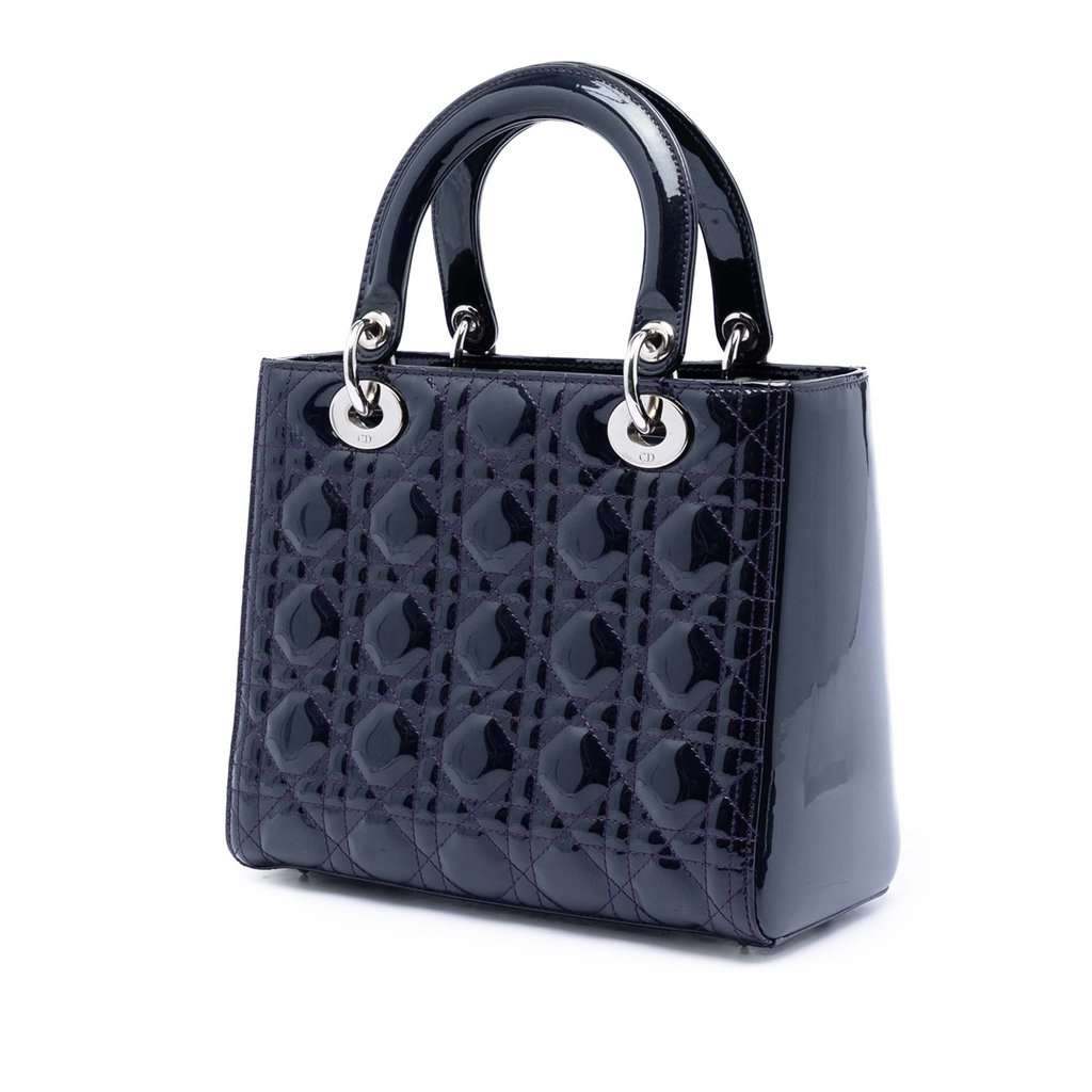 Dior Medium Patent Cannage Lady Dior Purple Leather Very good condition - Back View