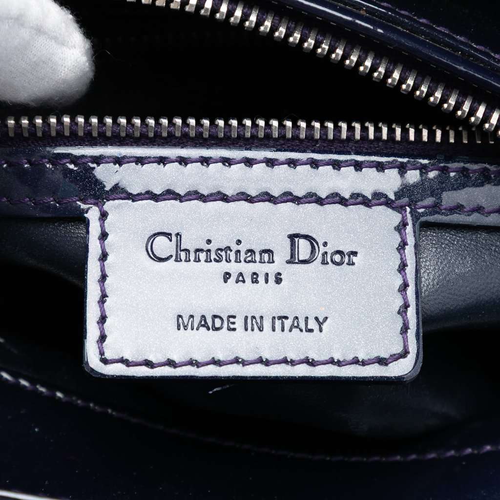 Dior Medium Patent Cannage Lady Dior Purple Leather Very good condition - Box View