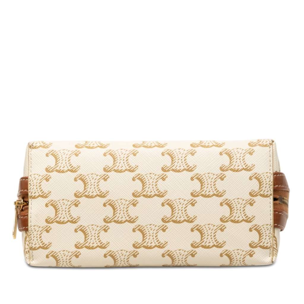 Celine Triomphe Coated Canvas Clutch On Chain White Very good condition - Inside View