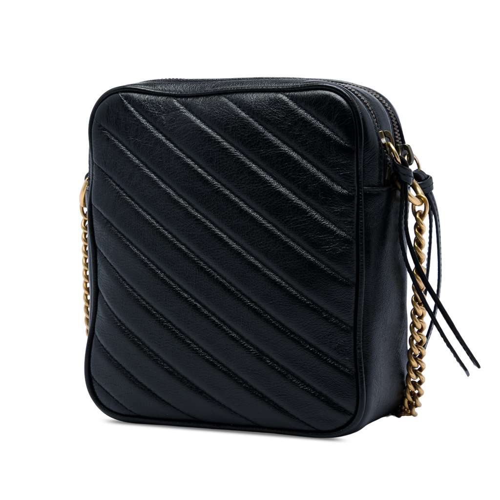 Gucci GG Marmont Matelasse Leather Double Zip Crossbody Black Leather Very good - Back View
