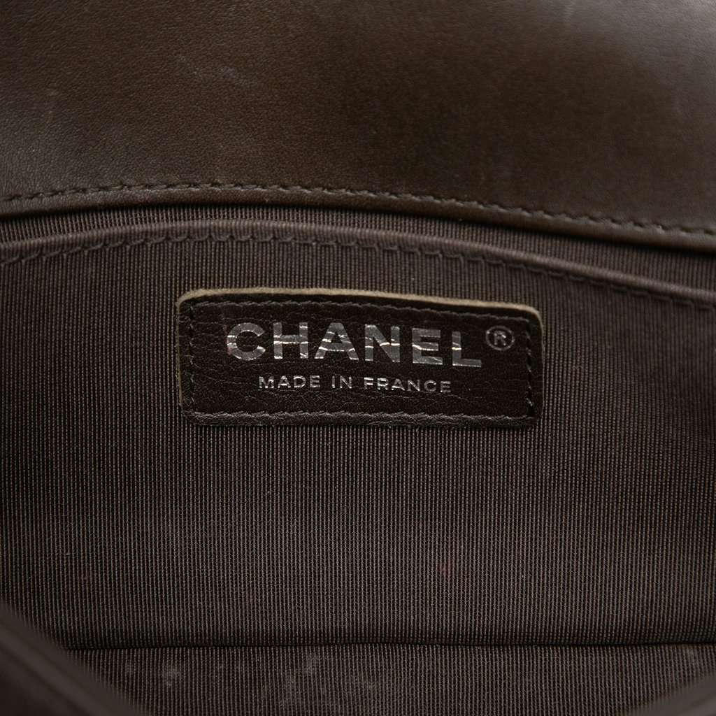 Chanel Small Chevron Lambskin Boy Flap Brown Leather Very good condition - Box View