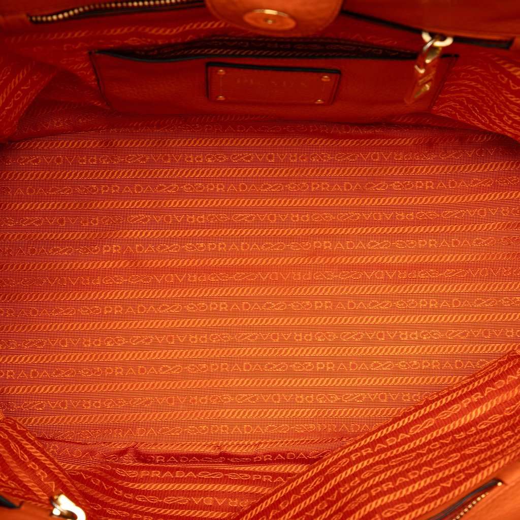 Prada Vitello Daino Open Convertible Tote Orange Leather Very good condition - Model View