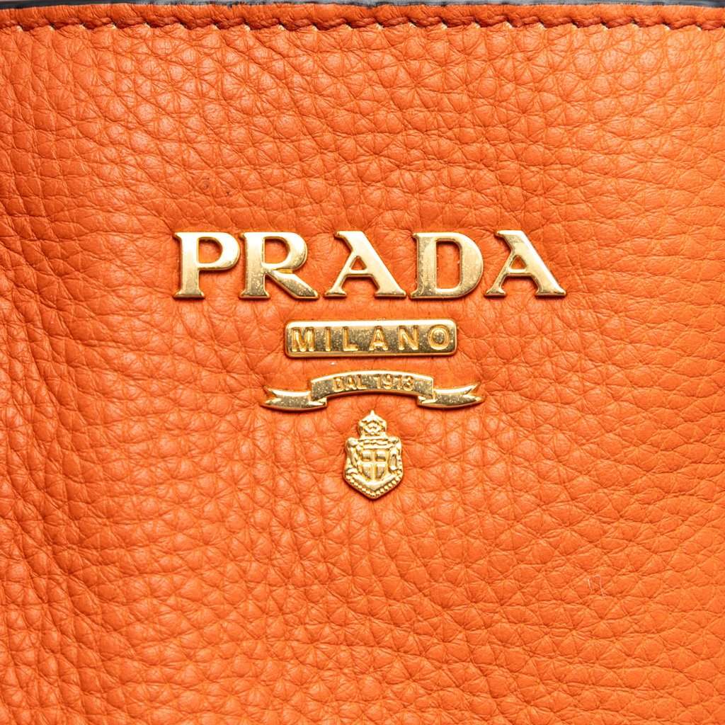 Prada Vitello Daino Open Convertible Tote Orange Leather Very good condition - Box View