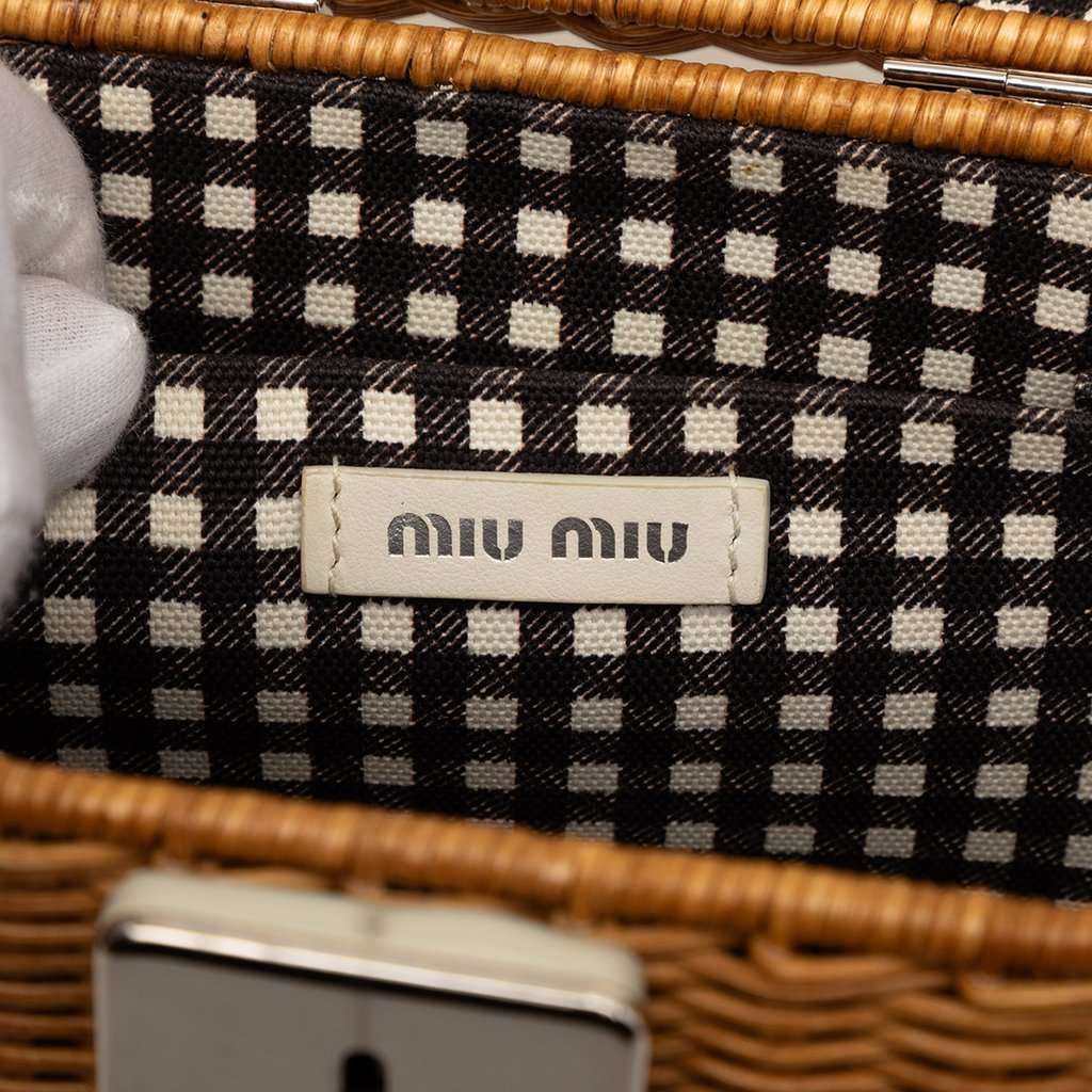 Miu Miu Wicker Top Handle Bag Brown Very good - Box View