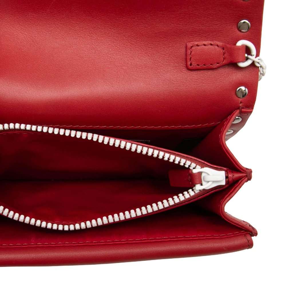 Valentino Leather Colorblock Rockstud Wallet On Chain Red Leather Very good - Model View