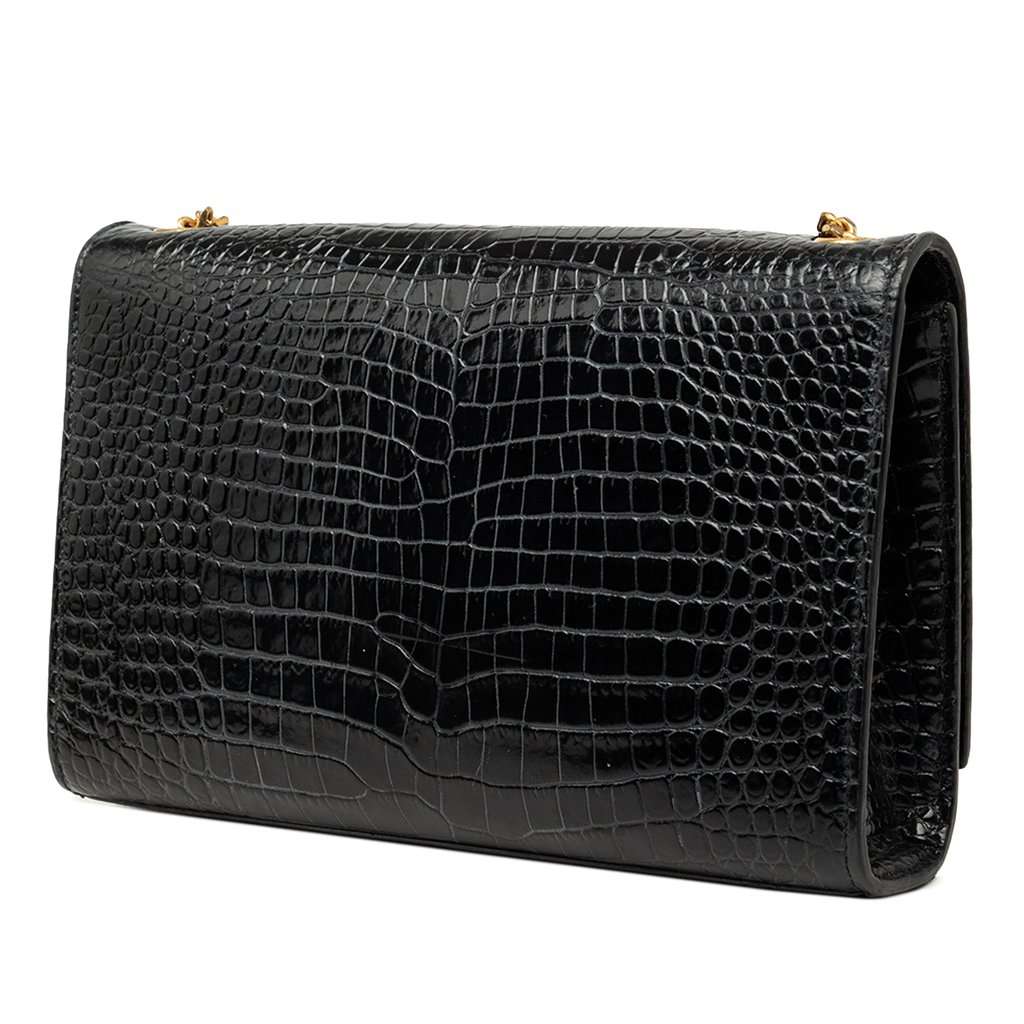 Saint Laurent Medium Croc Embossed Patent Monogram Kate Tassel Crossbody Black Leather Very good - Back View
